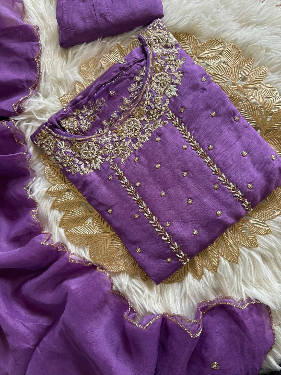 Hand work kurta bottom with dupatta