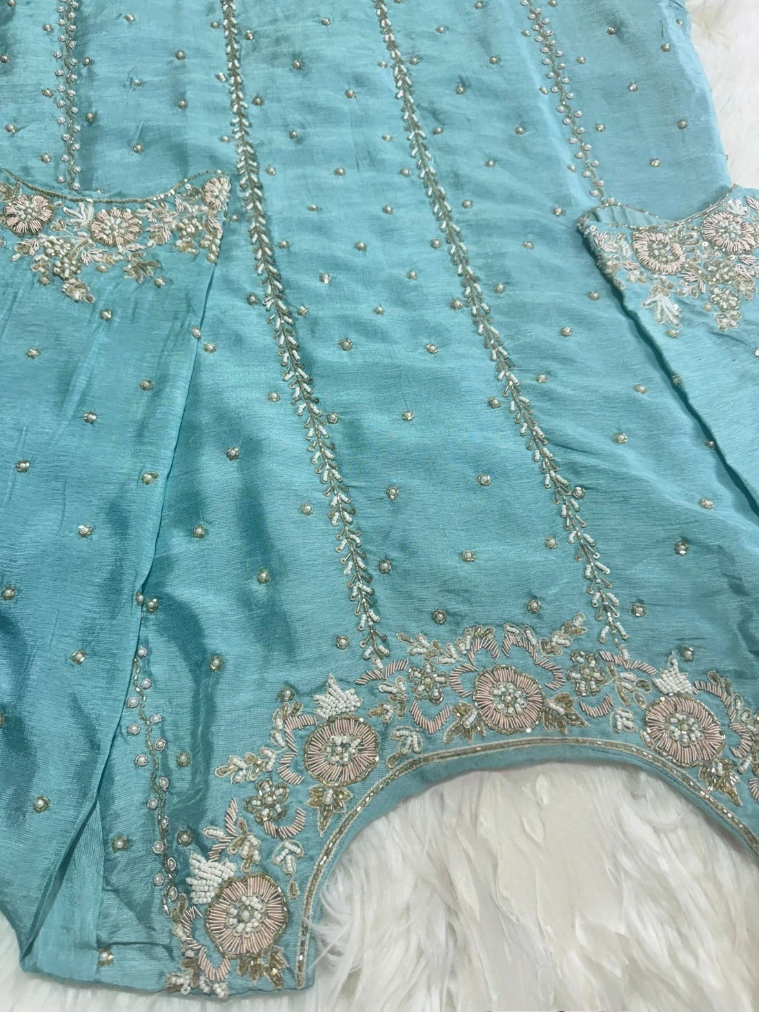 Hand work kurta bottom with dupatta
