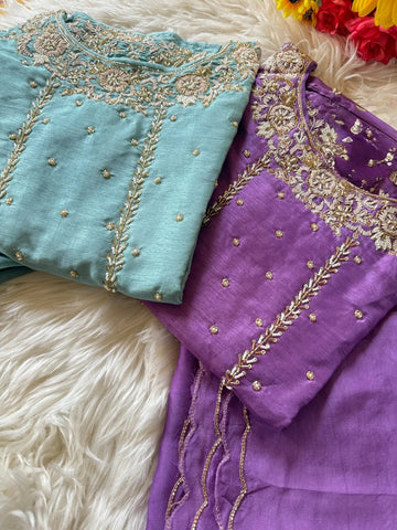 Hand work kurta bottom with dupatta