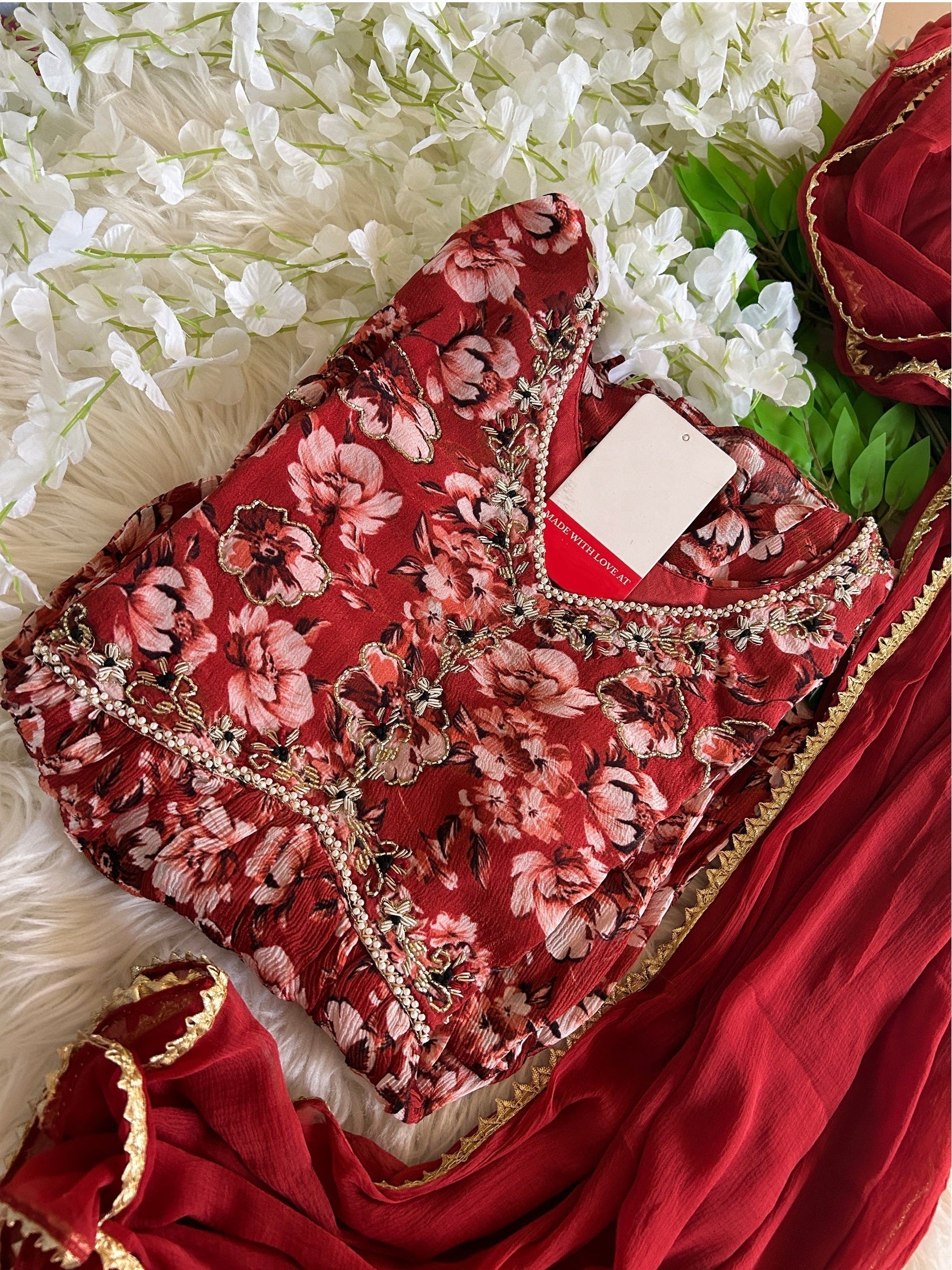 Alia style naira Cut kurti Pant With chiffon Dupatta