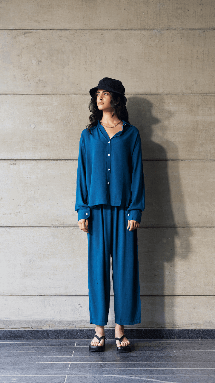 Teal Blue - Shirt & Pant Coord Set