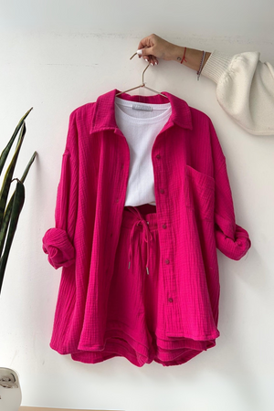 Rose Red - Women’s Cotton Two-Piece Set