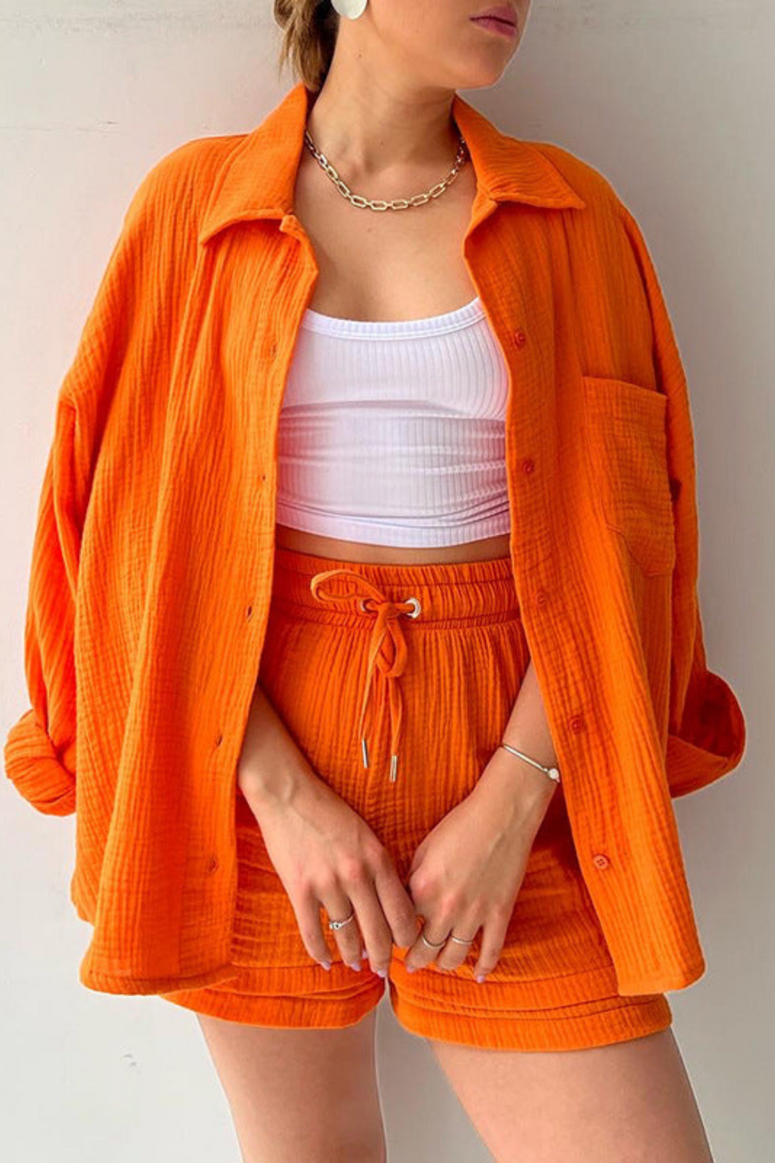 Orange - Women’s Cotton Two-Piece Set