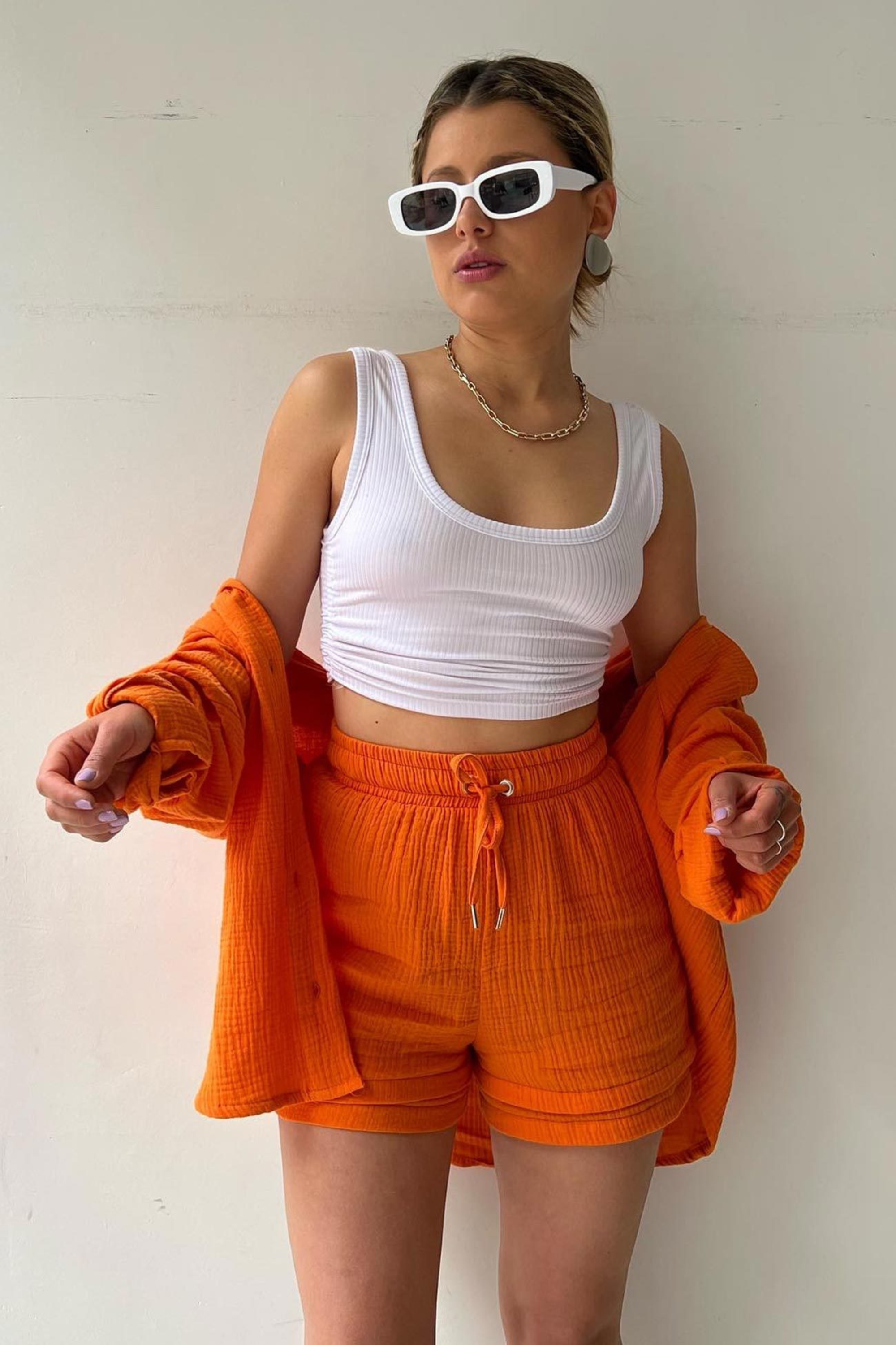 Orange - Women’s Cotton Two-Piece Set