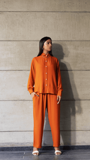 Bright Orange - Shirt & Pant Coord Set