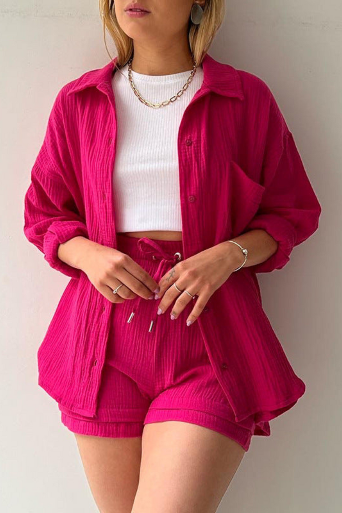 Rose Red - Women’s Cotton Two-Piece Set