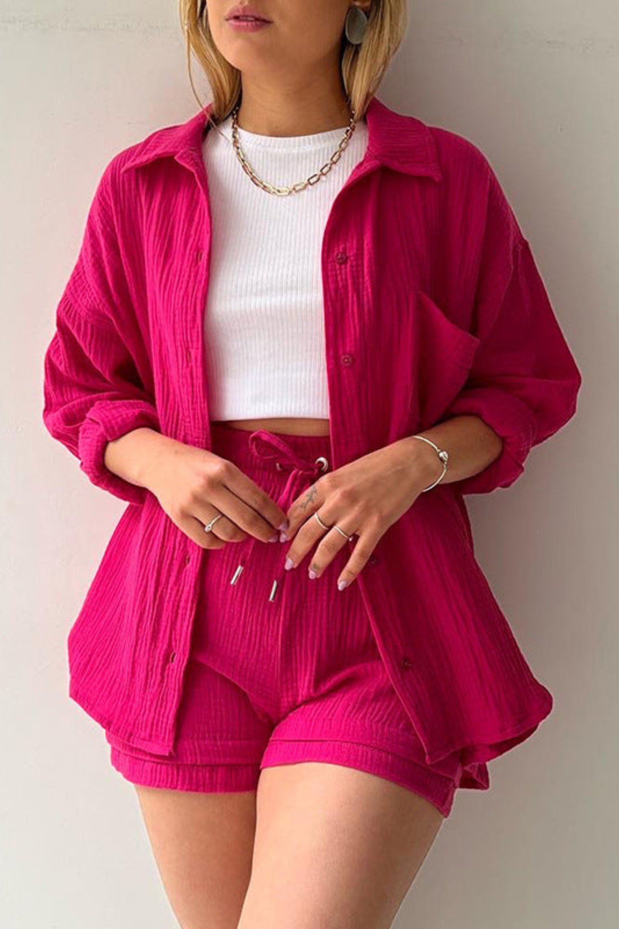 Rose Red - Women’s Cotton Two-Piece Set