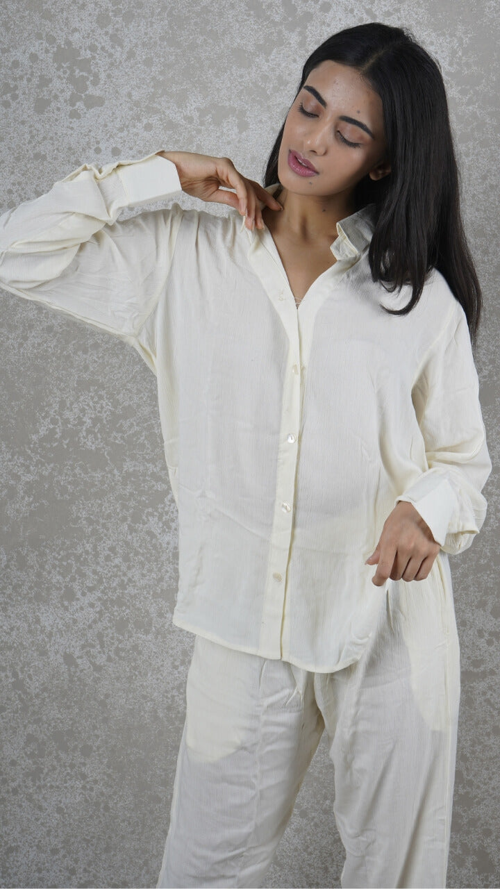 Off White - Shirt & Pant Coord Set