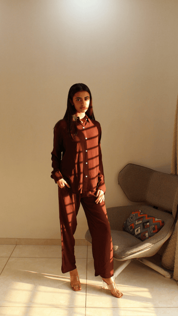 Mocha Brown - Shirt & Pant Coord Set