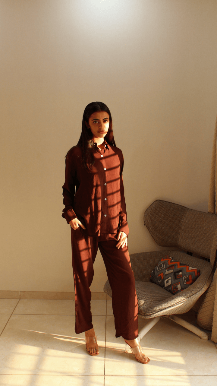 Mocha Brown - Shirt & Pant Coord Set