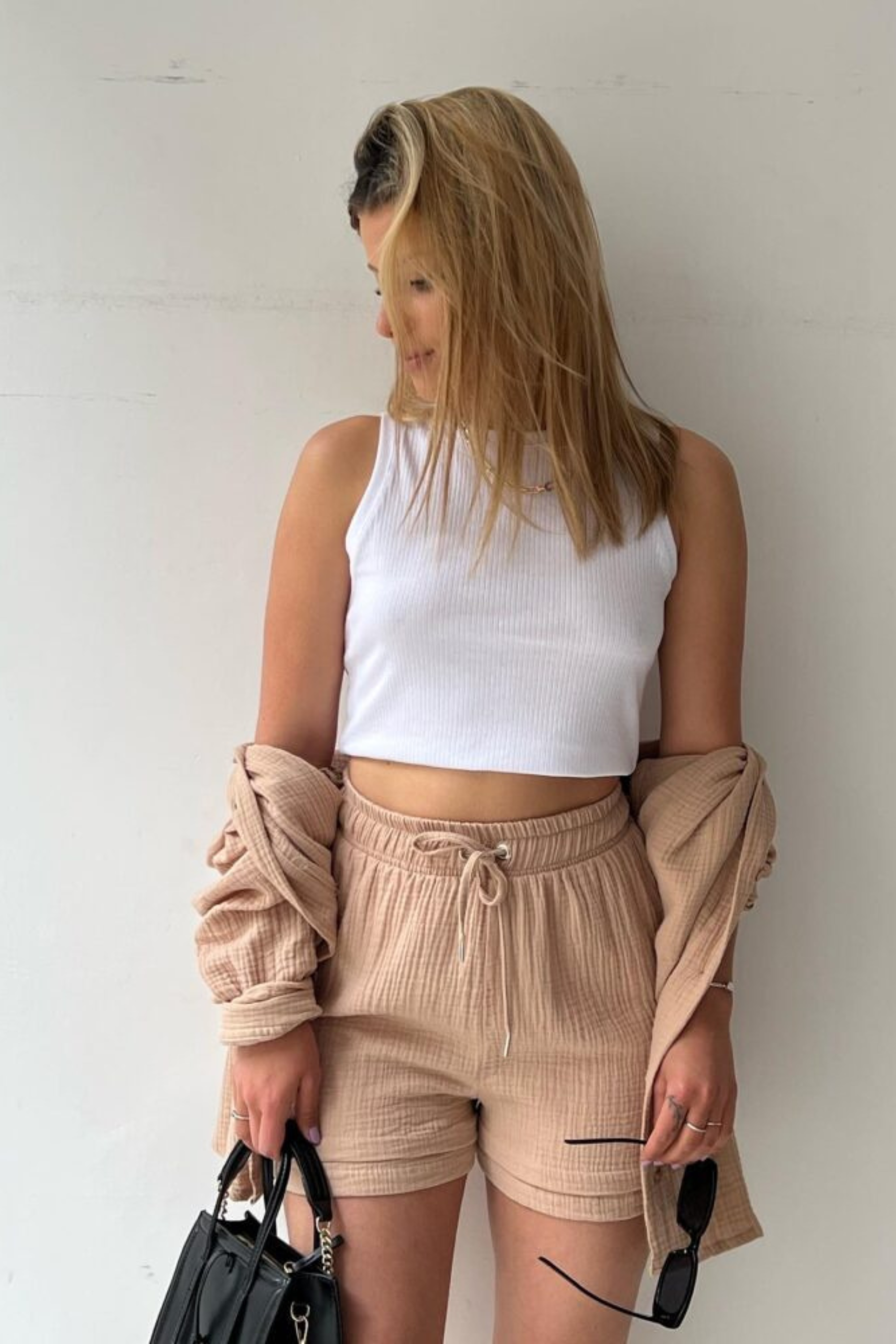 Beige - Women’s Cotton Two-Piece Set