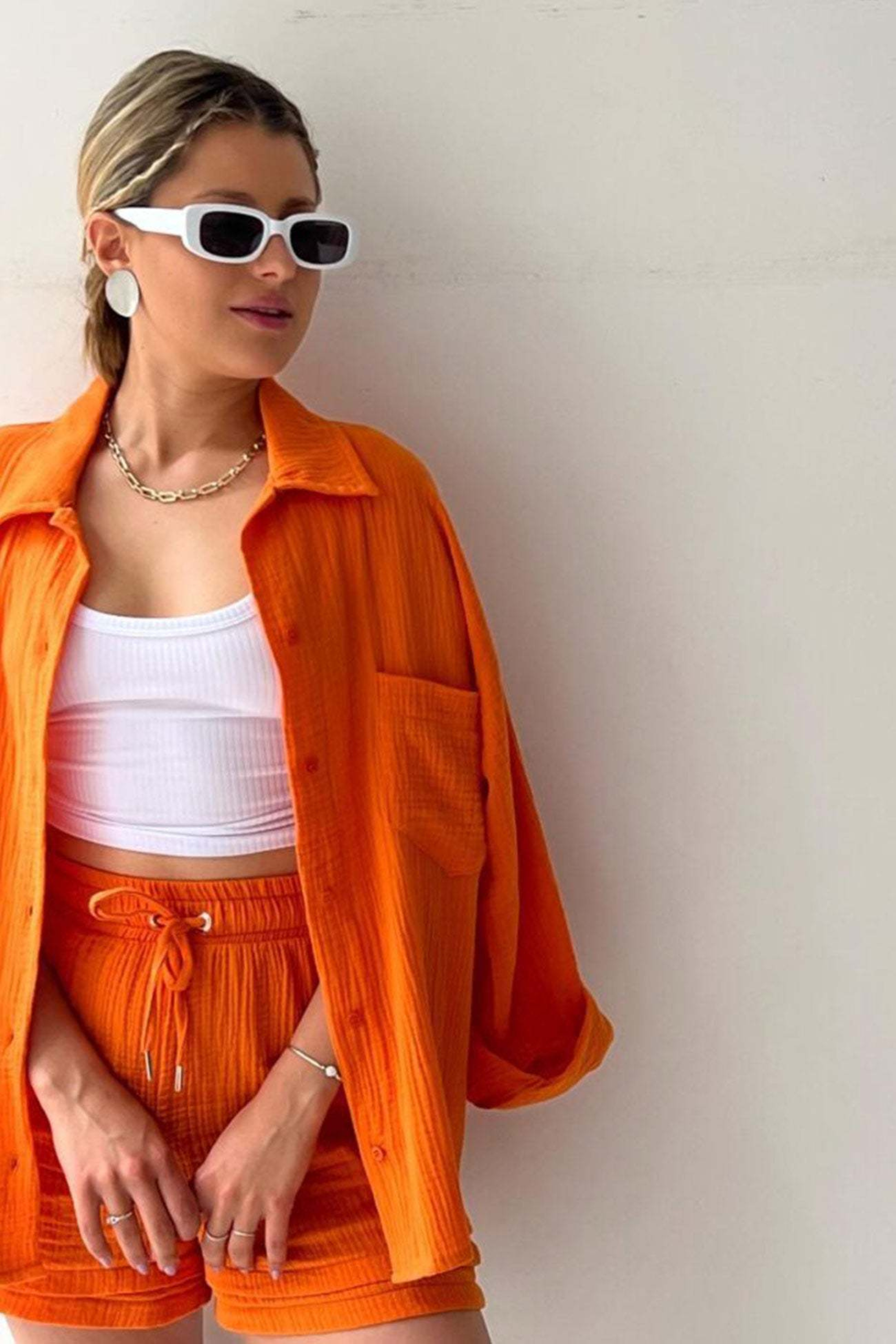 Orange - Women’s Cotton Two-Piece Set