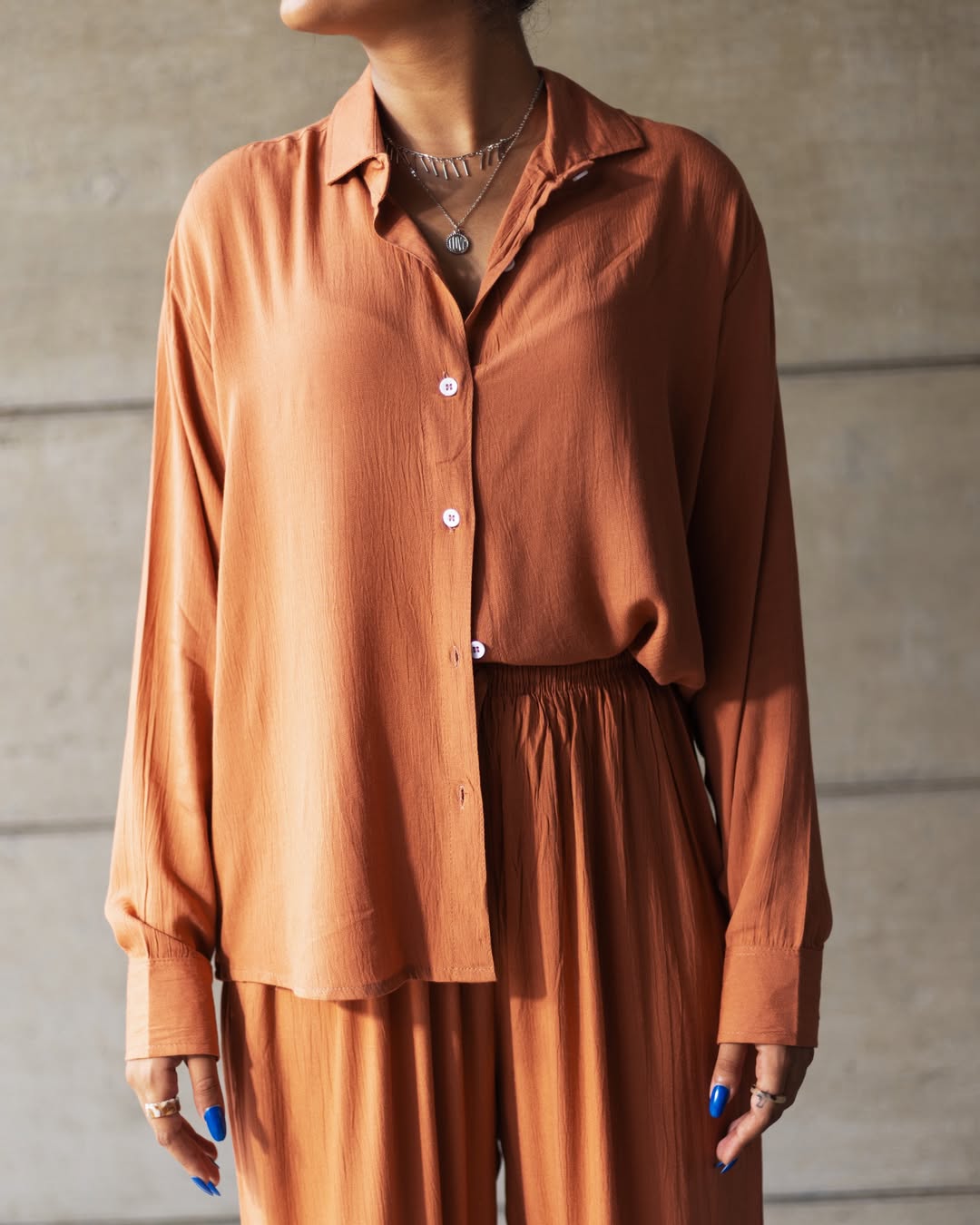 Rust - Shirt & Pant Coord Set