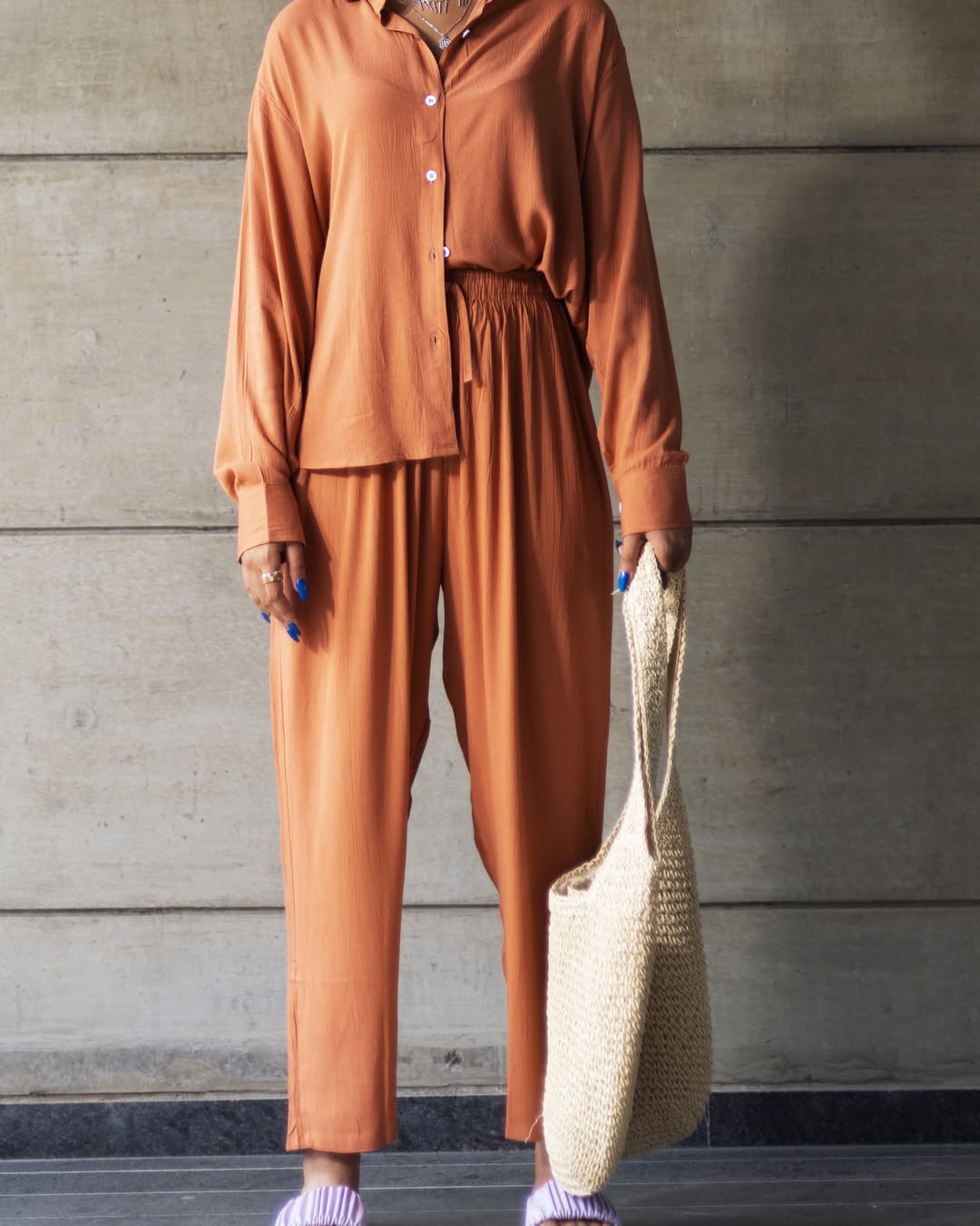 Rust - Shirt & Pant Coord Set