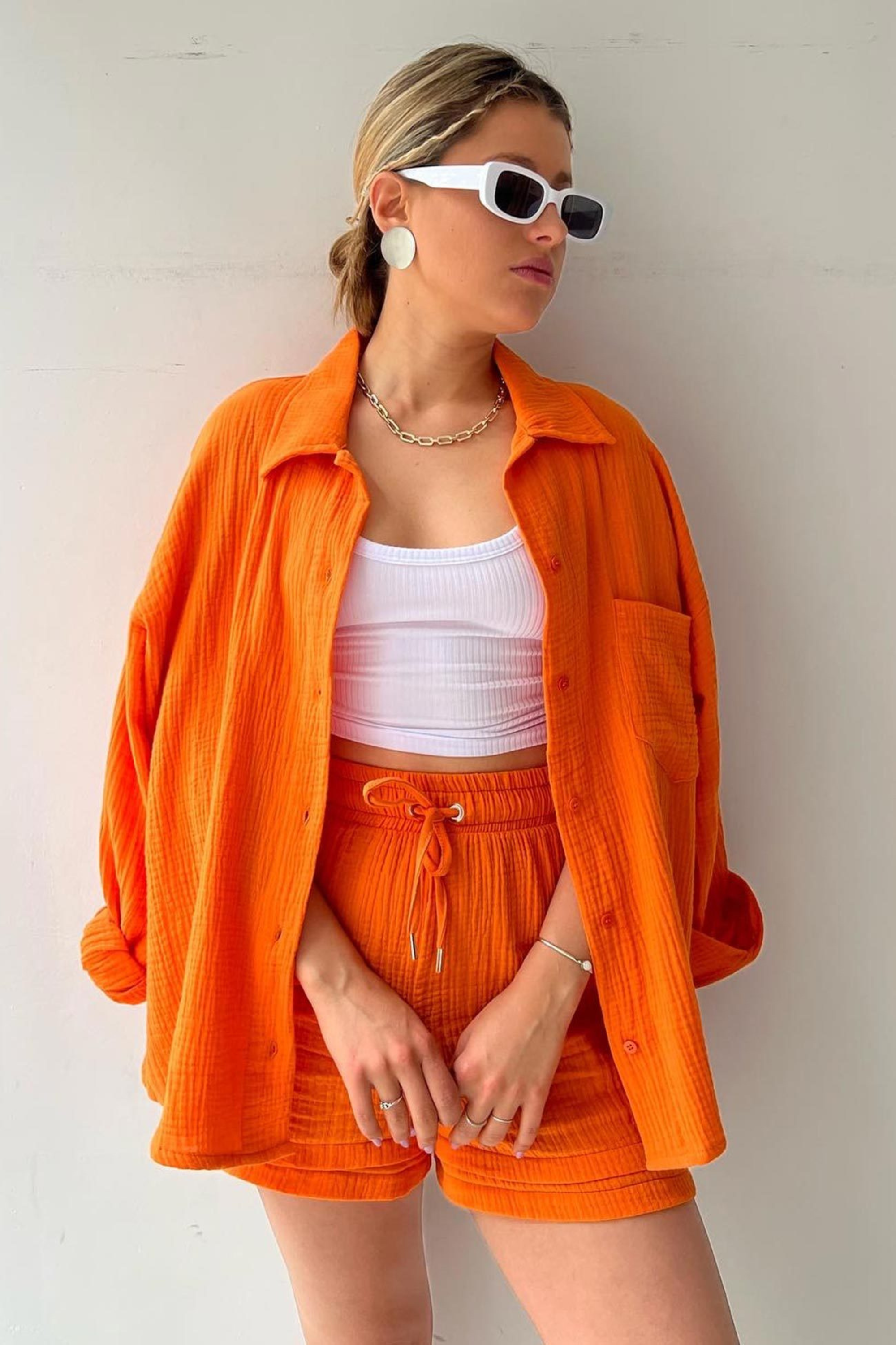 Orange - Women’s Cotton Two-Piece Set