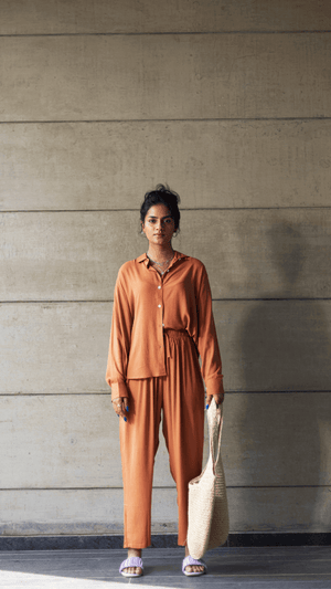 Rust - Shirt & Pant Coord Set