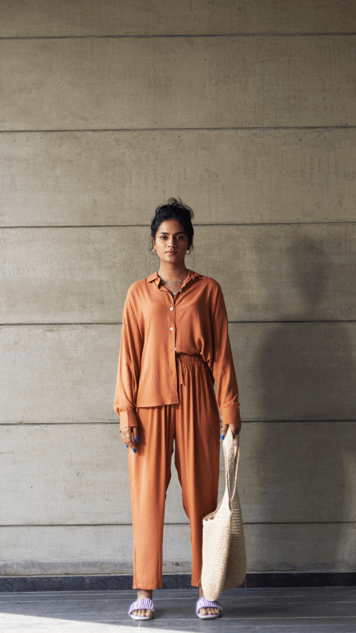 Rust - Shirt & Pant Coord Set