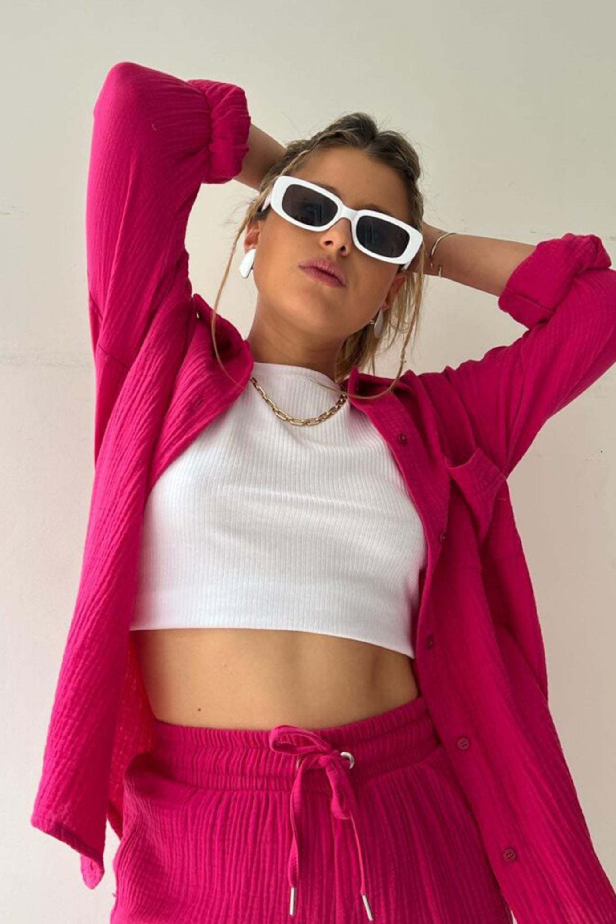 Rose Red - Women’s Cotton Two-Piece Set