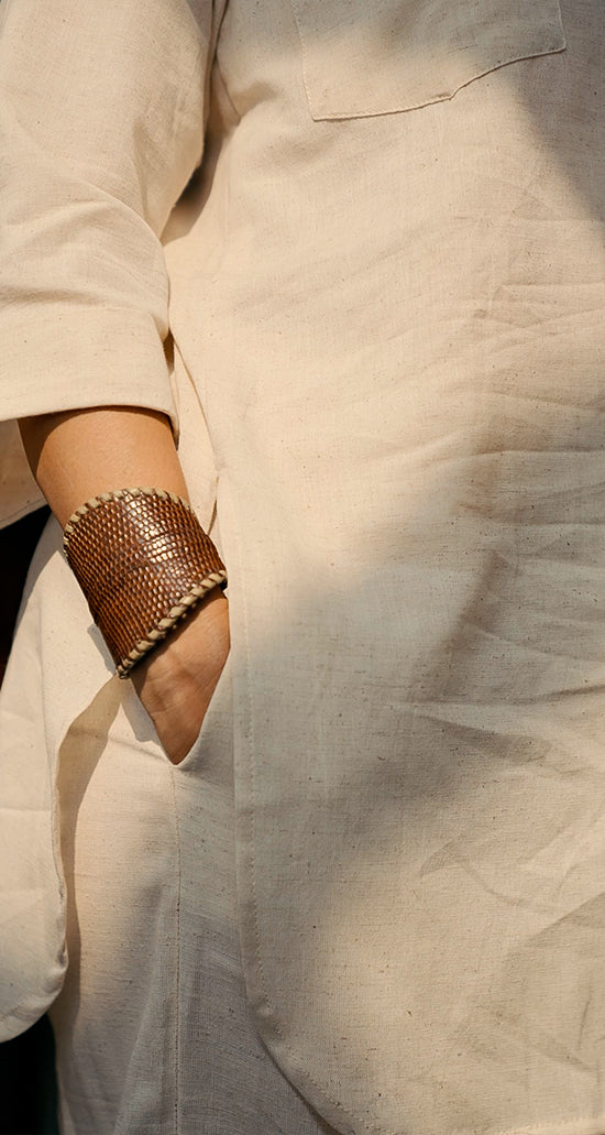 Silver Hoops Kurta Set in Off-White