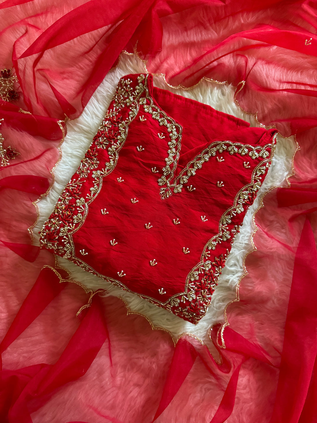 Hand work kurta Pant with dupatta with Zardosi work