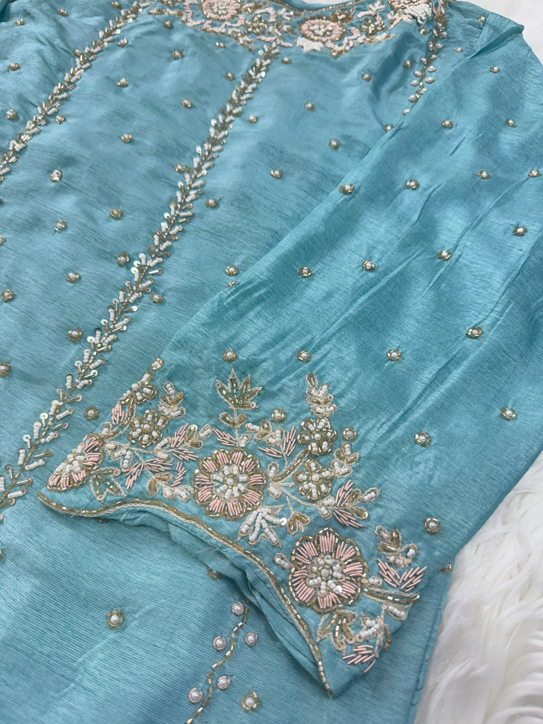 Hand work kurta bottom with dupatta