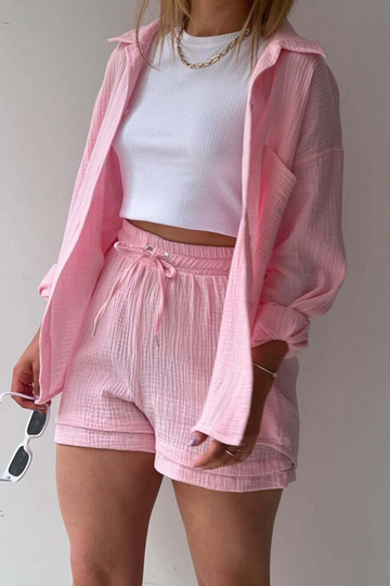 Baby Pink - Women’s Cotton Two-Piece Set