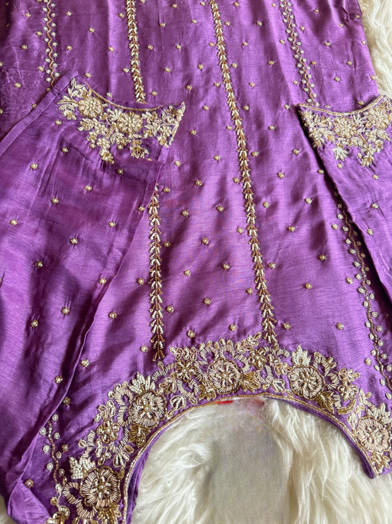 Hand work kurta bottom with dupatta