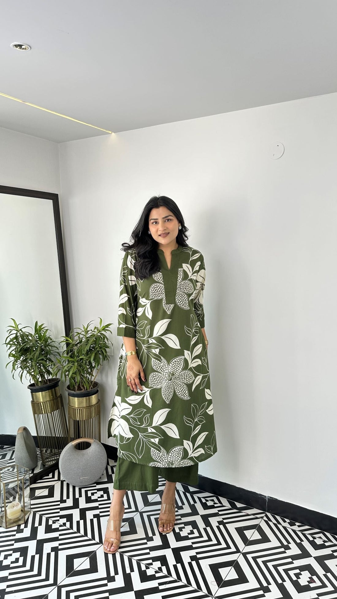 Green - Aster Floral Kurta Pants