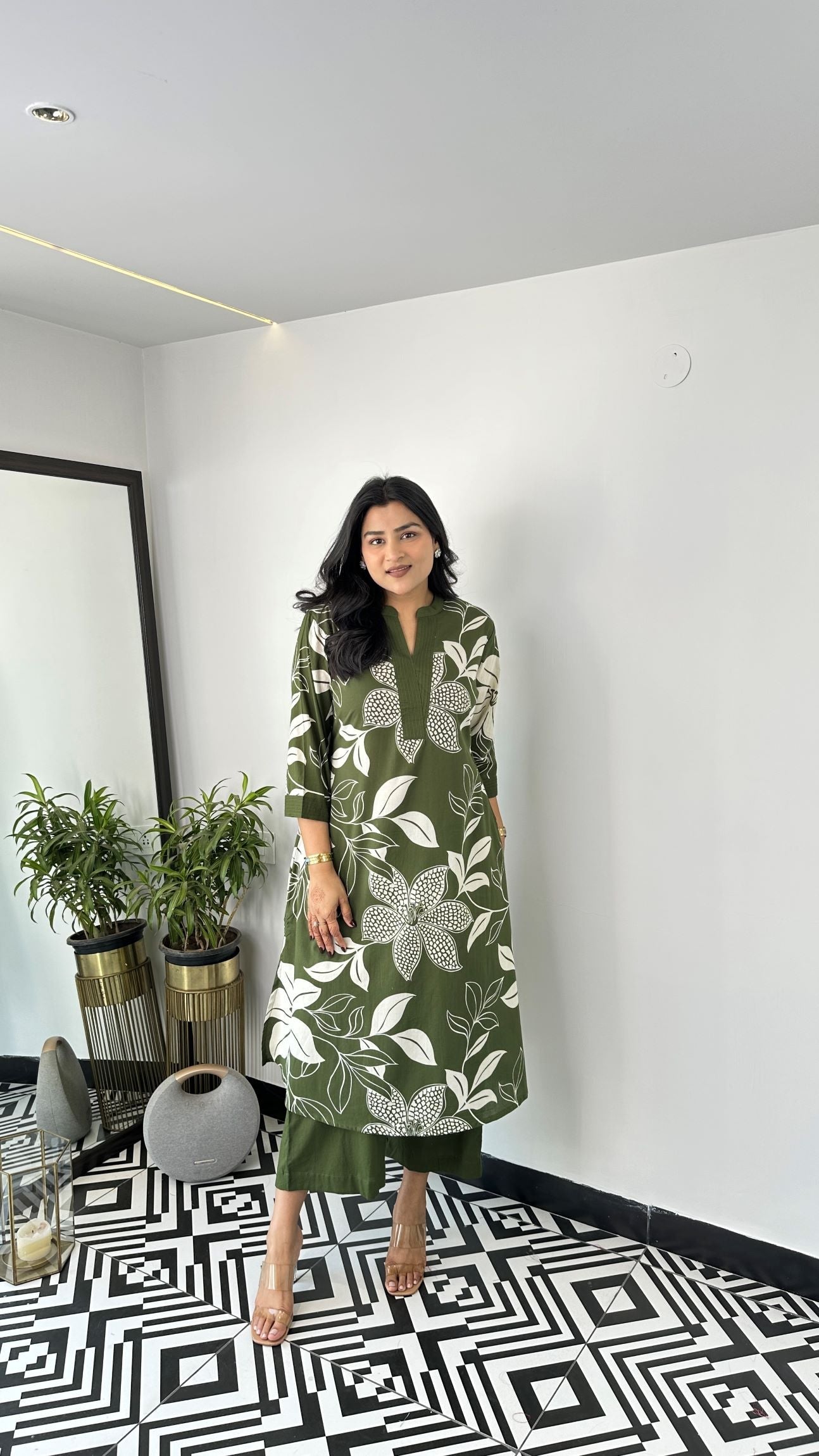 Green - Aster Floral Kurta Pants