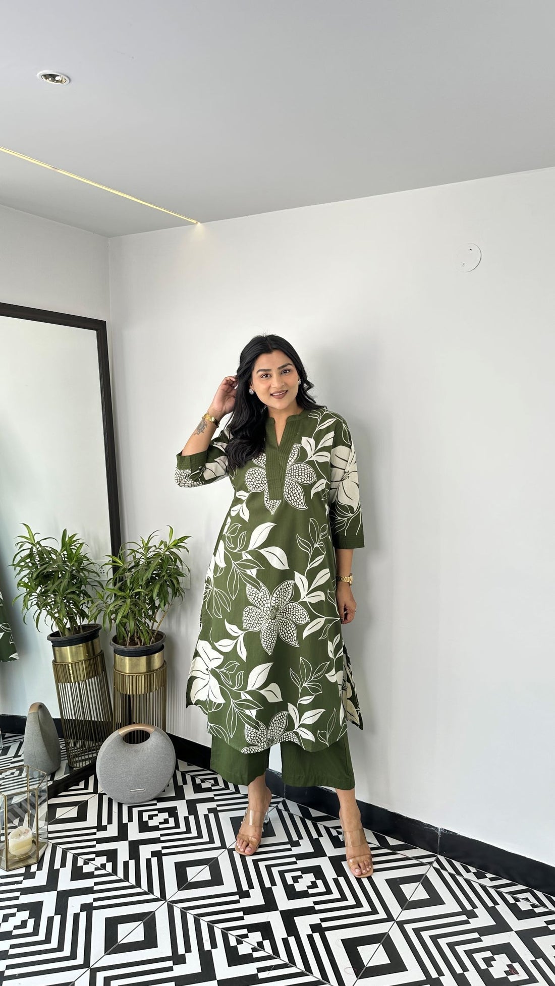 Green - Aster Floral Kurta Pants