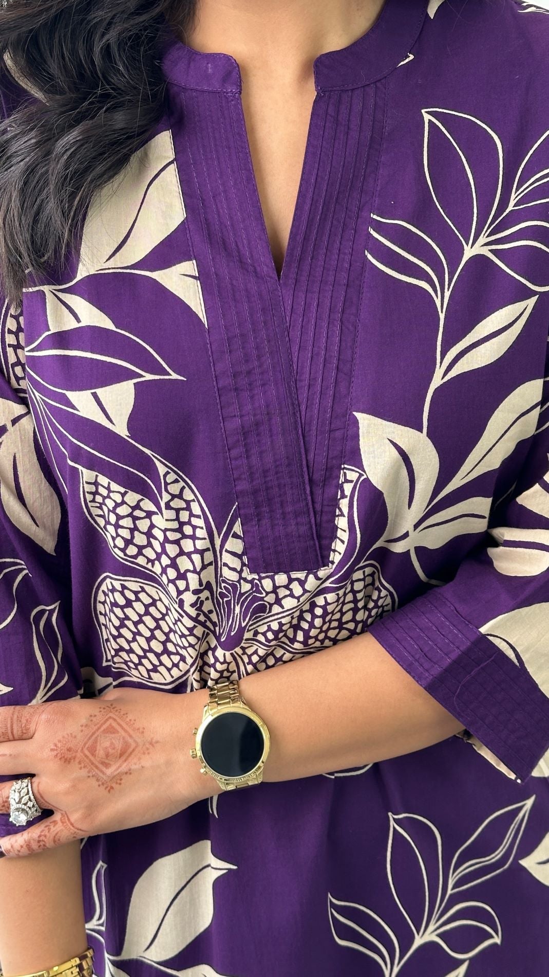 Wine - Aster Floral Kurta Pants