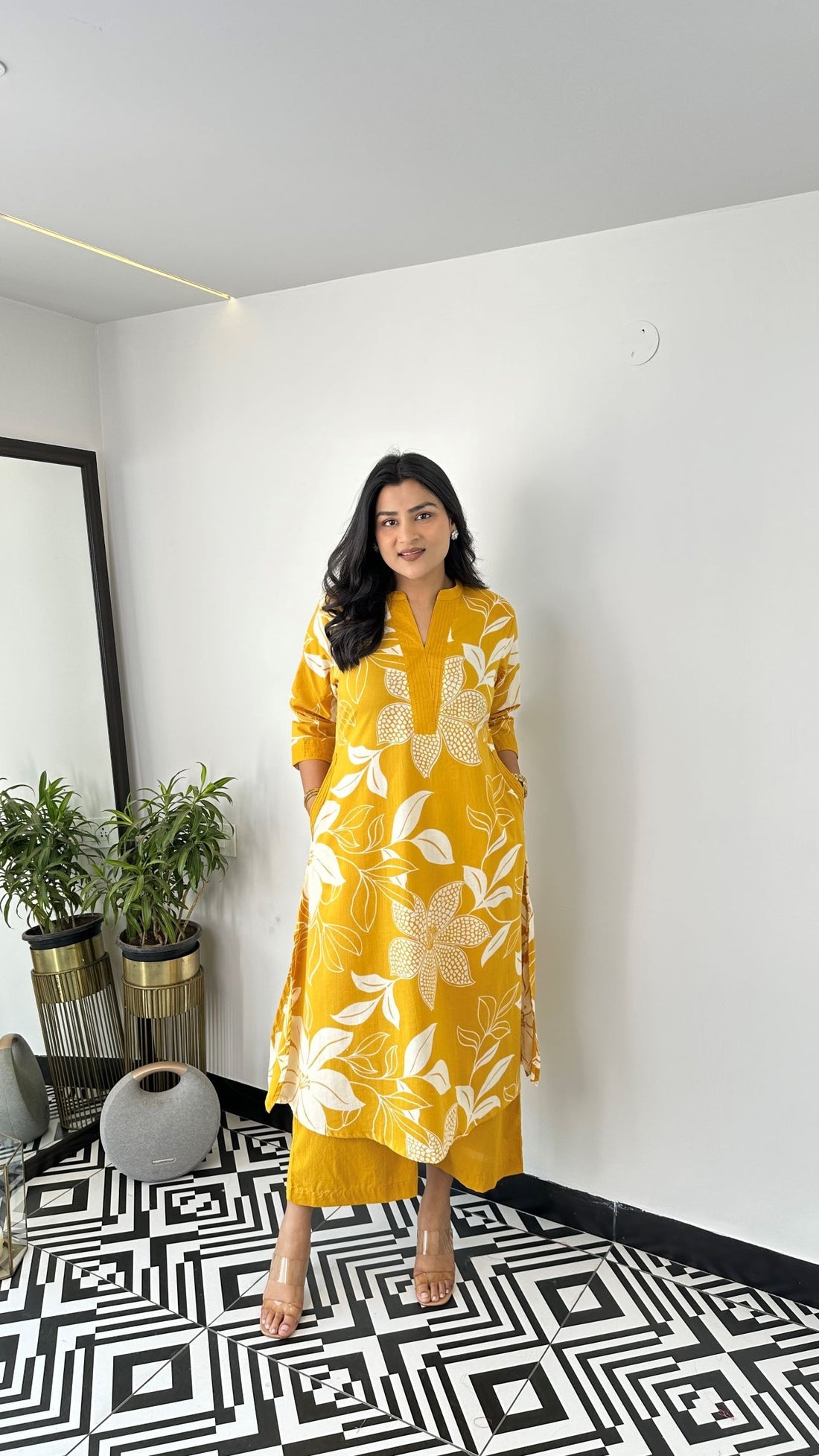Yellow - Aster Floral Kurta Pants
