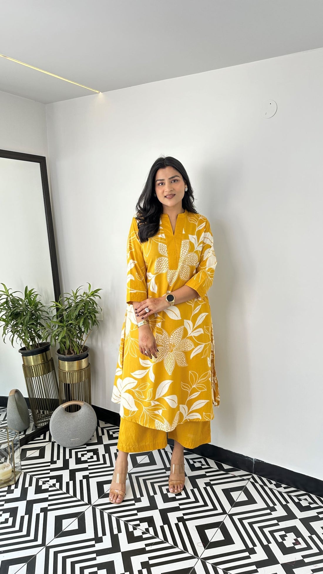 Yellow - Aster Floral Kurta Pants
