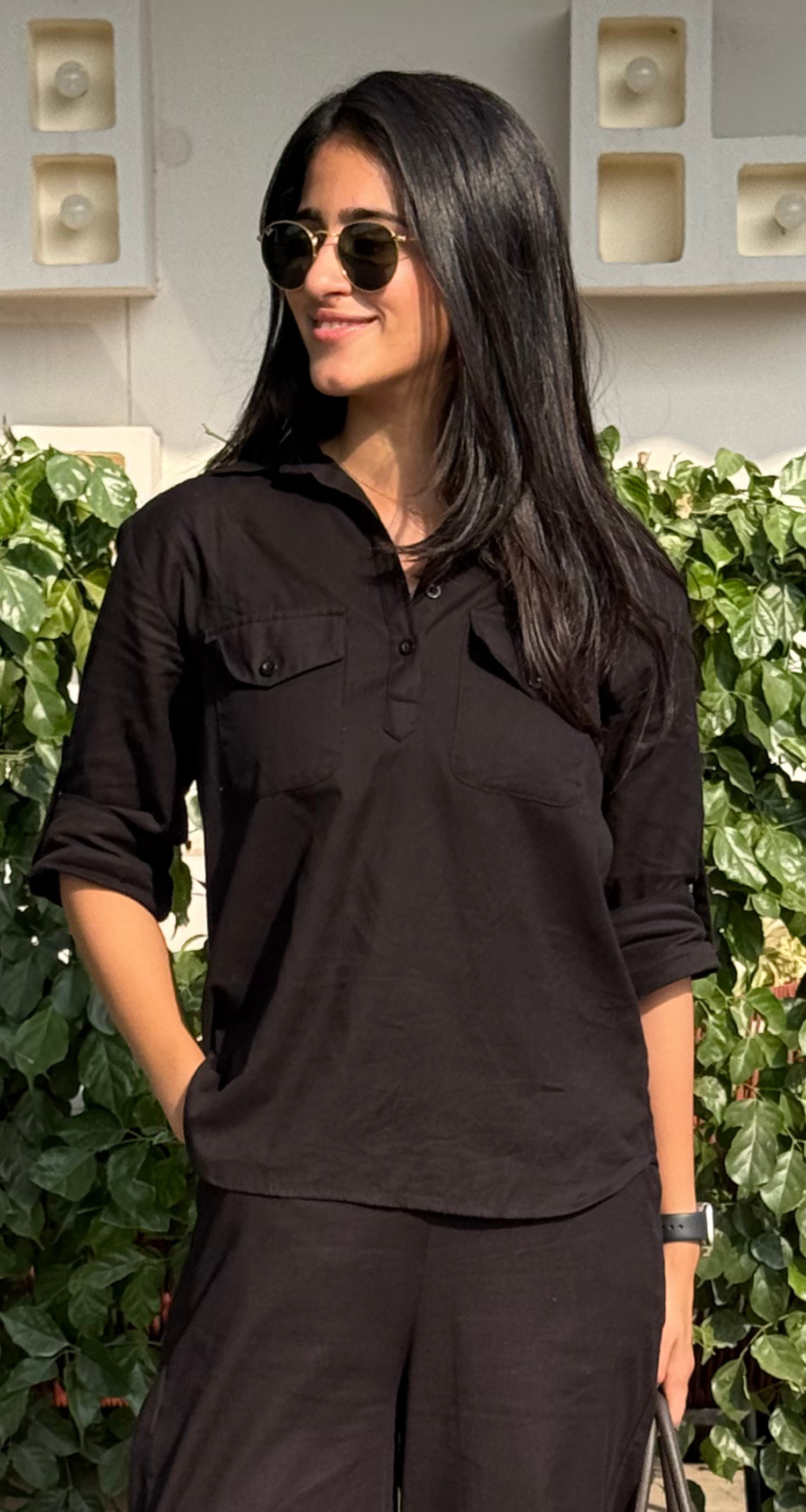 Masala Chai Cotton Co-Ord Set in Black