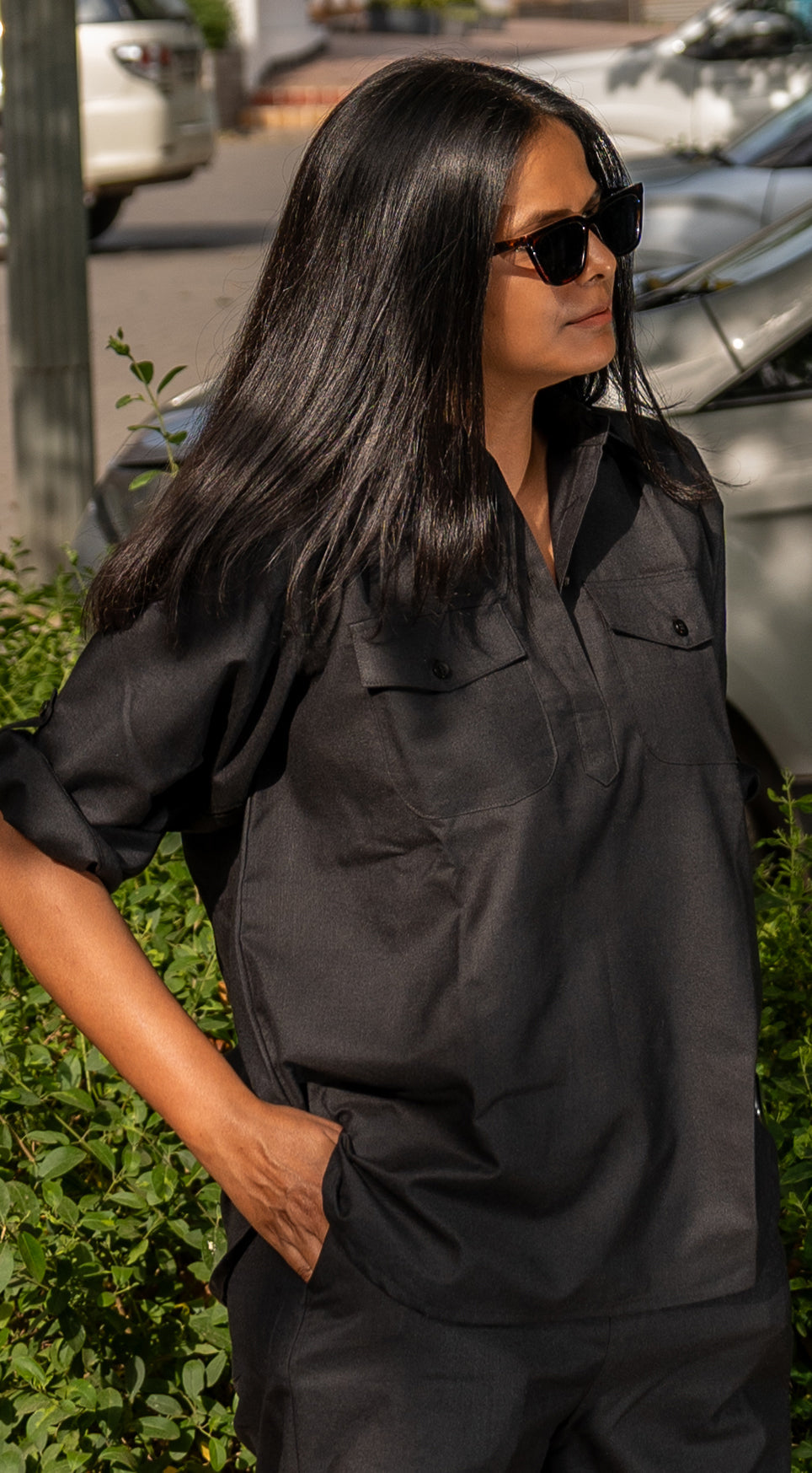 Masala Chai Cotton Co-Ord Set in Black