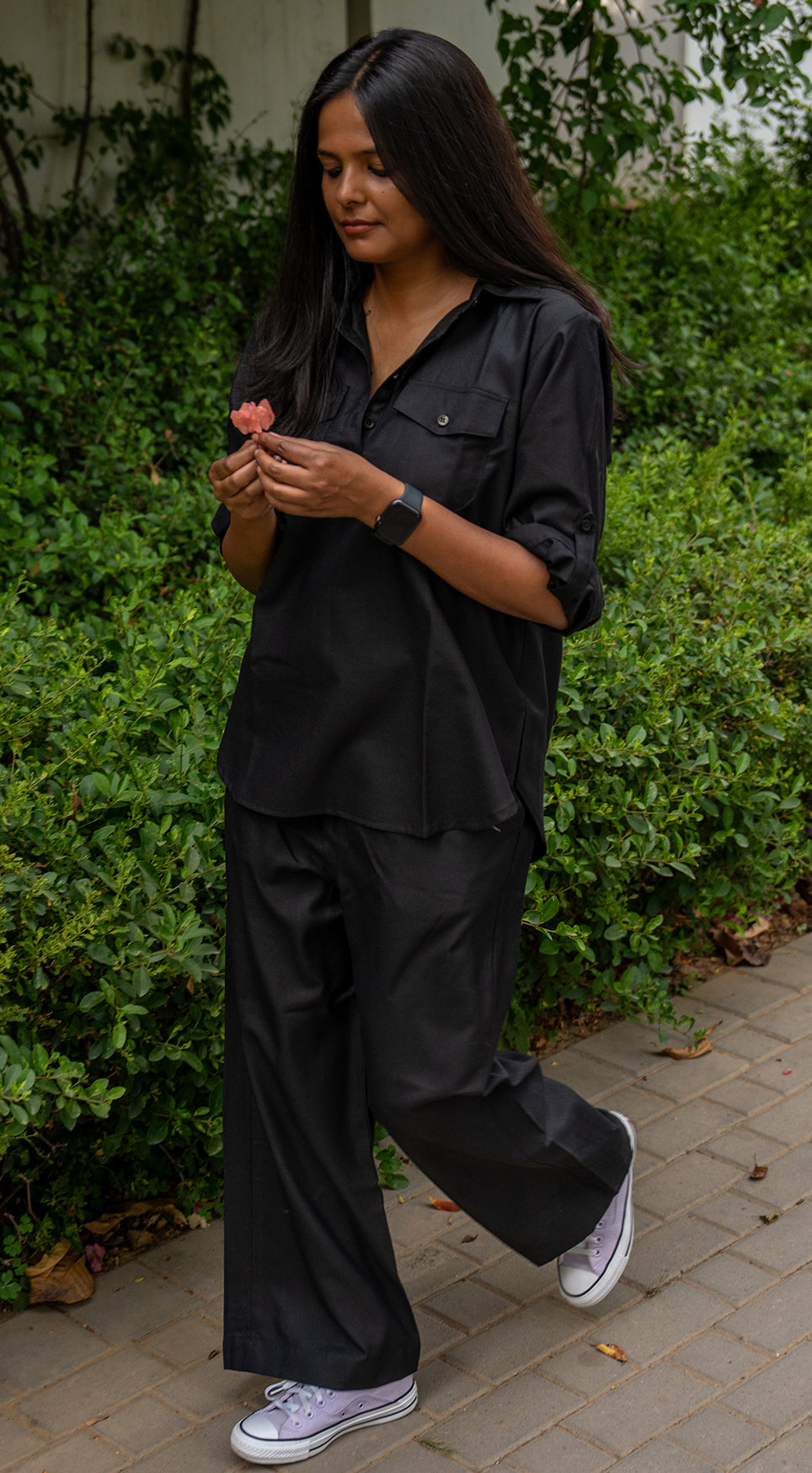 Masala Chai Cotton Co-Ord Set in Black