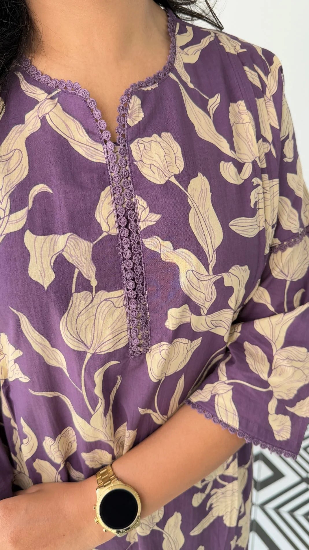 Purple - Floral Bloom Kurta Pants
