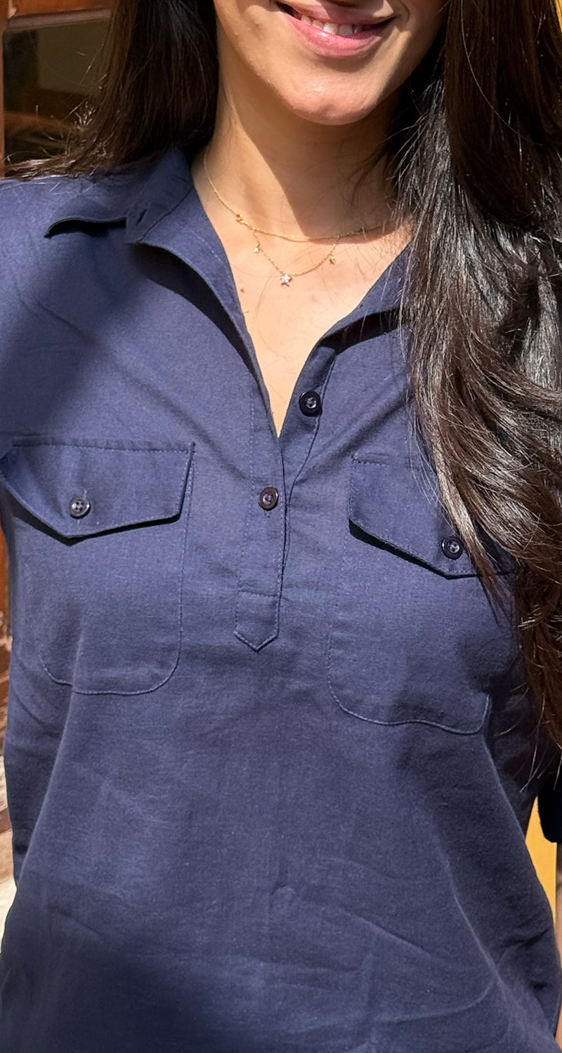 Masala Chai Cotton Co-Ord Set in Blue