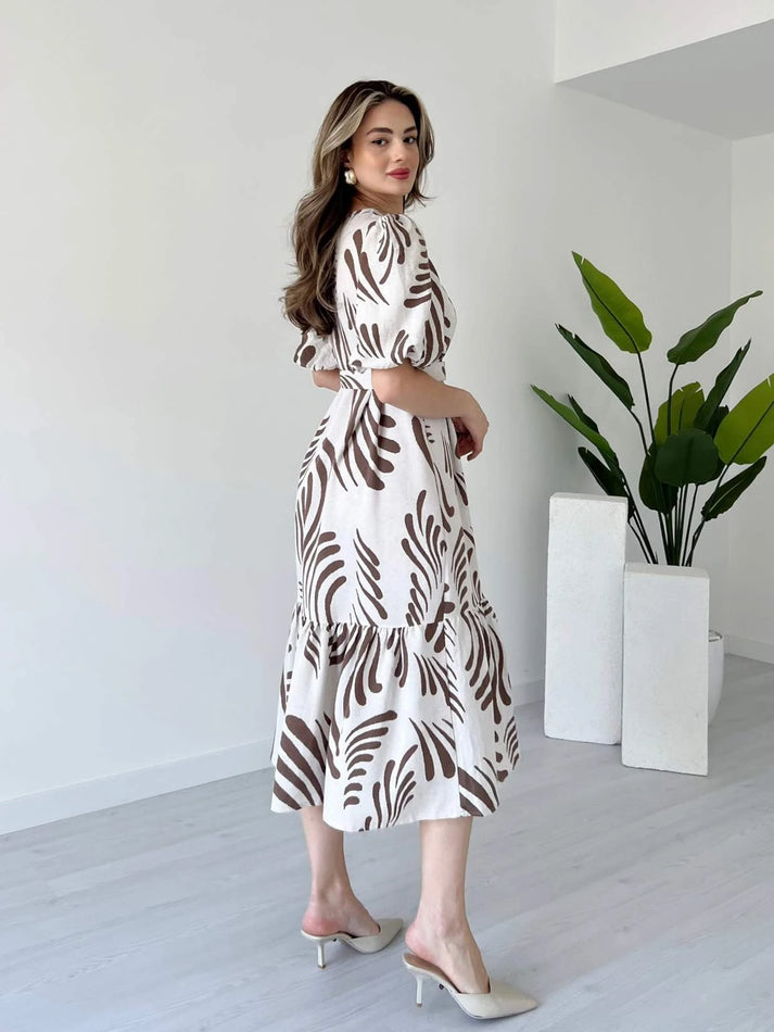 Zarli Linen Dress for Women | Button Front Belted Midi | Casual Summer Linen Dress