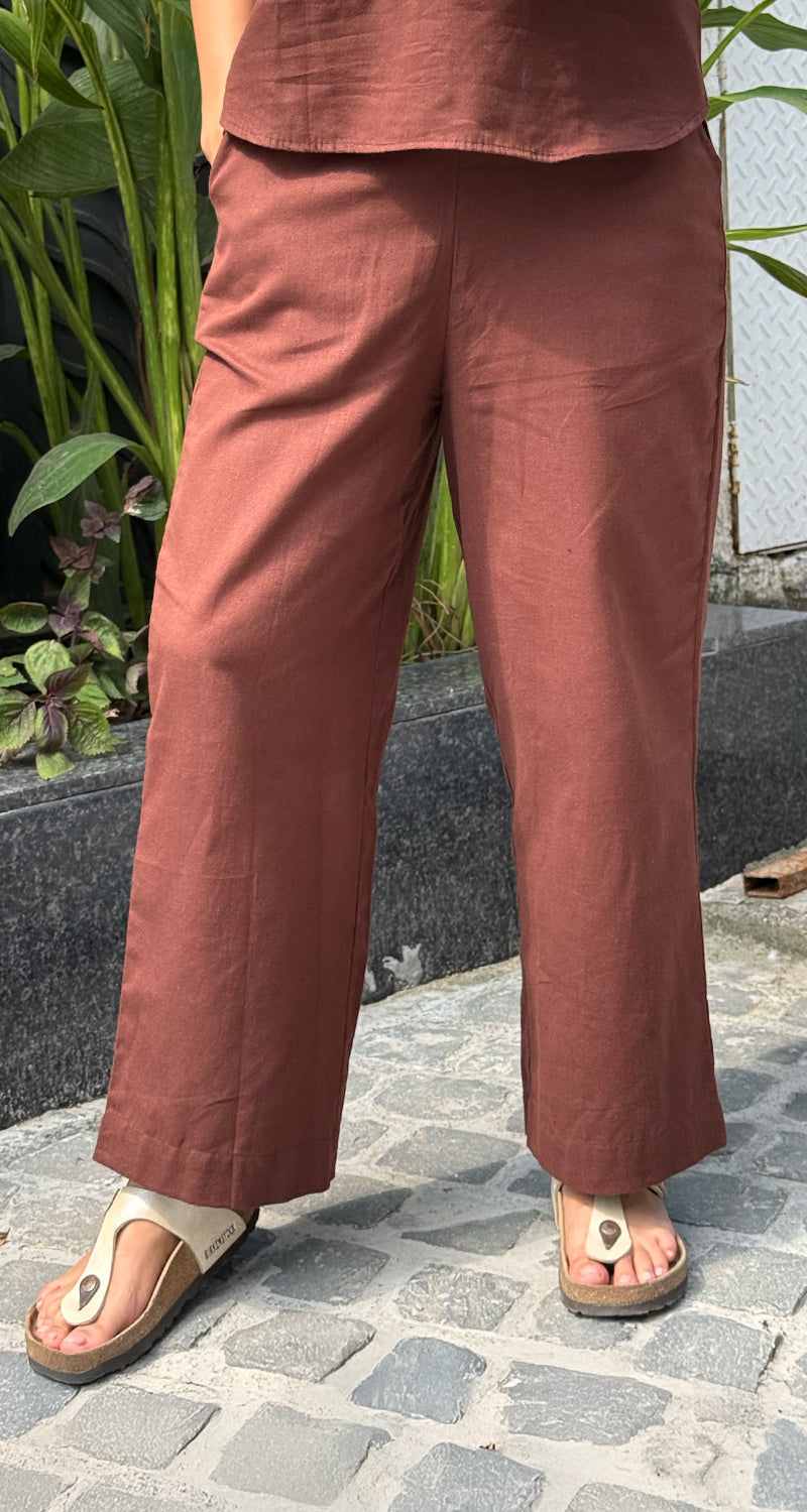 Masala Chai Cotton Co-Ord Set in Brown