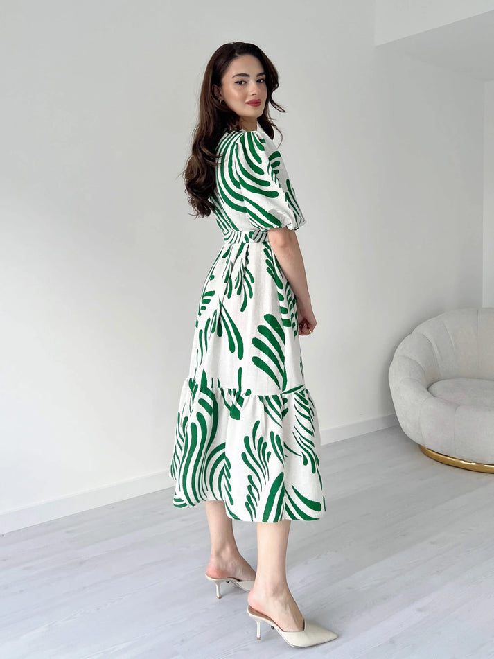 Zarli Linen Dress for Women | Button Front Belted Midi | Casual Summer Linen Dress