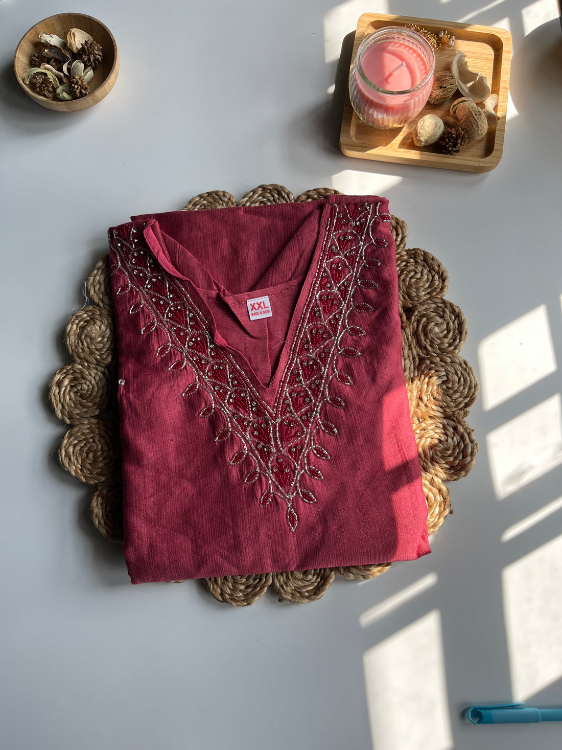 Gulnaar - Dusky Peach Vatican Silk Kurti Set