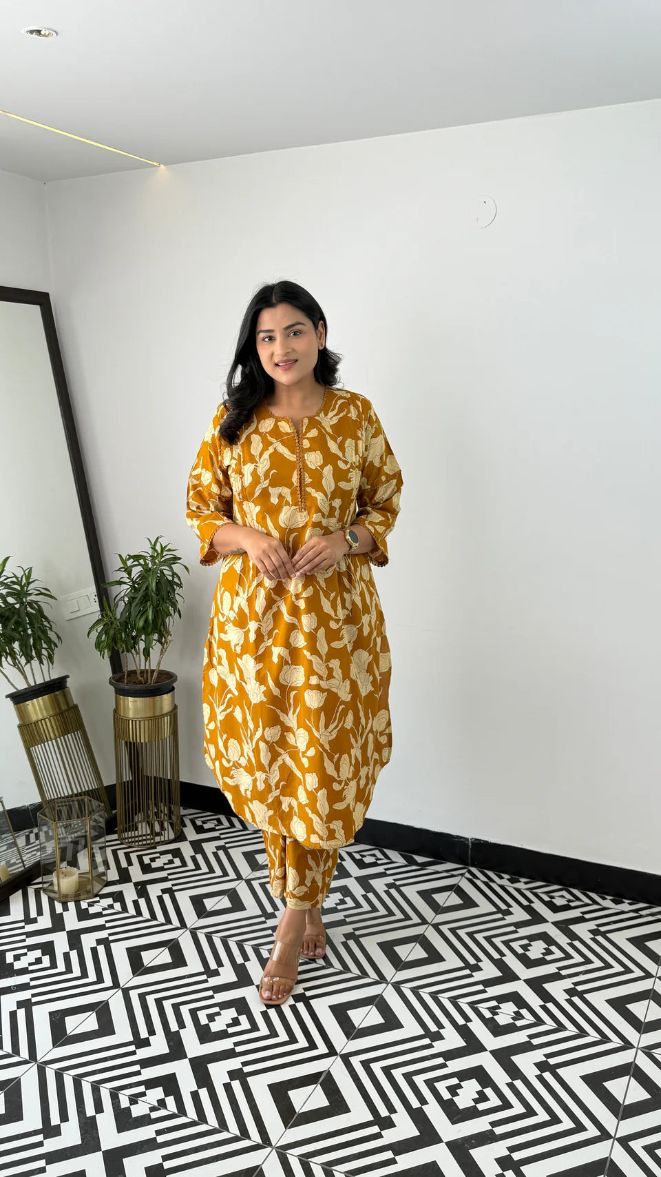 Yellow - Floral Bloom Kurta Pants