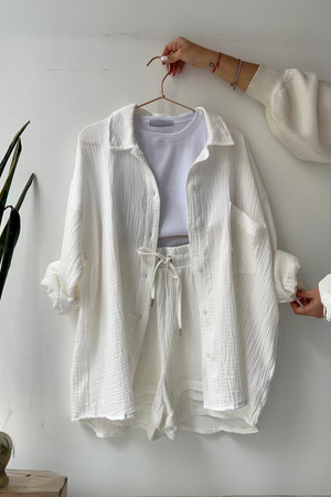 White - Women’s Cotton Two-Piece Set