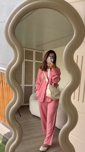 Salmon Pink - Shirt & Pant Coord Set