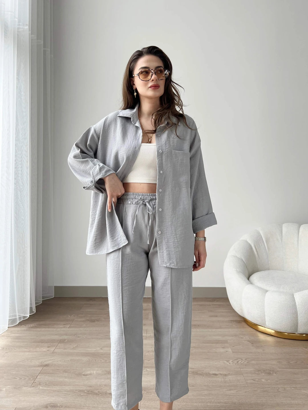 Grey - Women’s Light Irish Cord Set