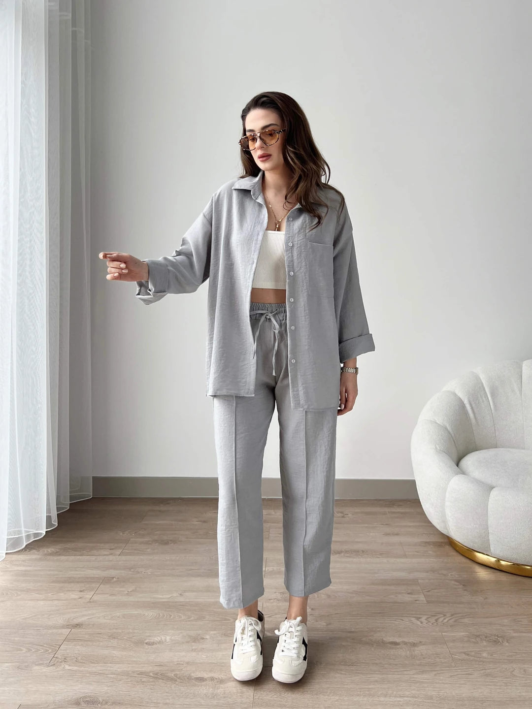 Grey - Women’s Light Irish Cord Set