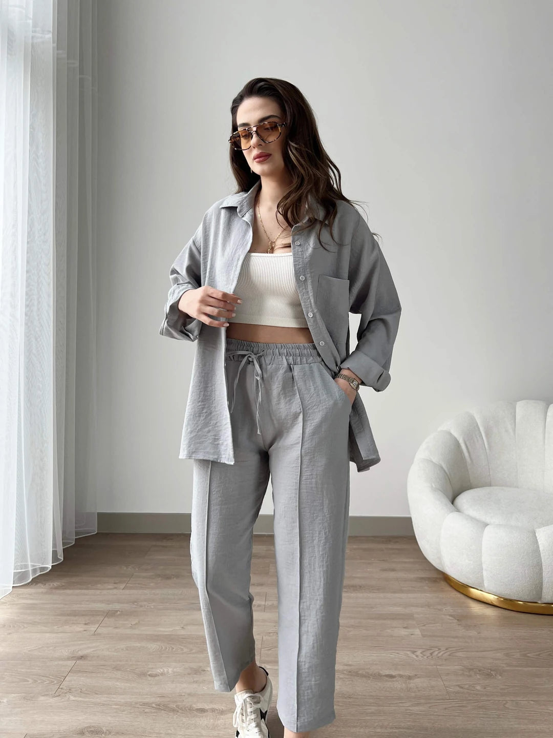 Grey - Women’s Light Irish Cord Set