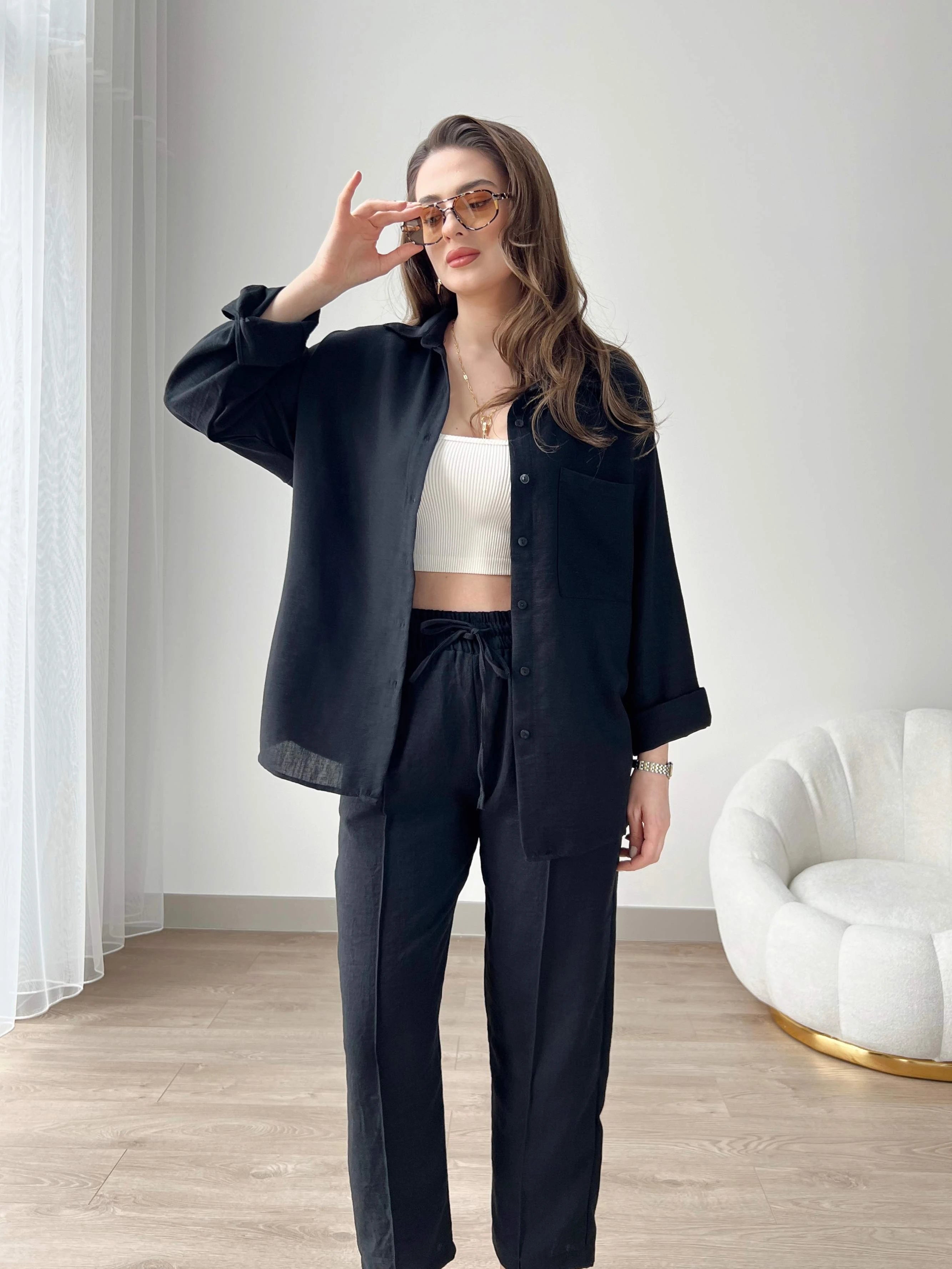 Black - Women’s Light Irish Cord Set