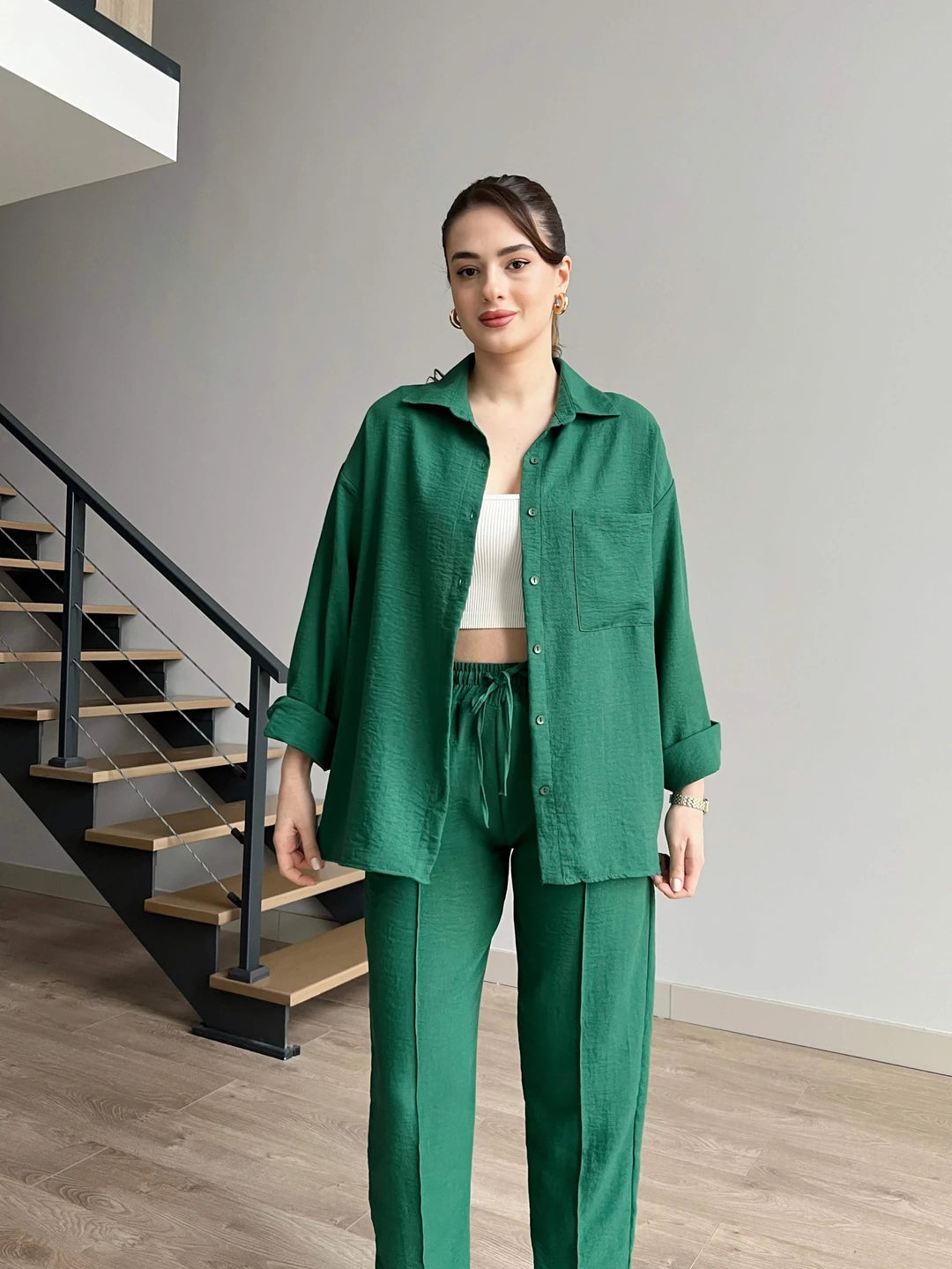 Dark Green - Women’s Light Irish Cord Set